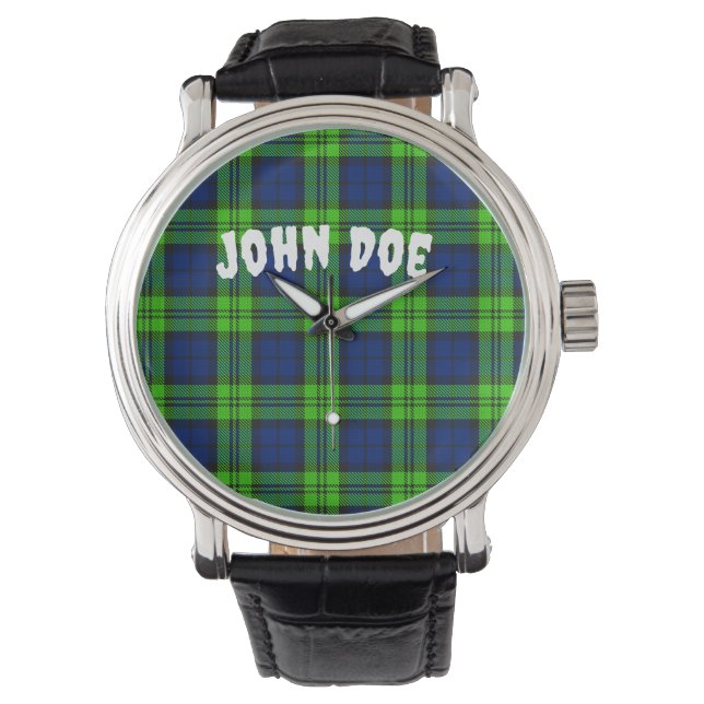 Blackwatch Plaid Tartan aanpassen Horloge (Voorkant)