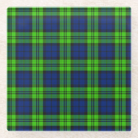 Blackwatch Plaid Tartan Glazen Onderzetter (Voorkant)