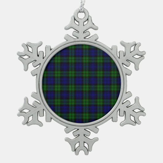 Blackwatch tartan Campbell clan Tin Sneeuwvlok Ornament (Voorkant)