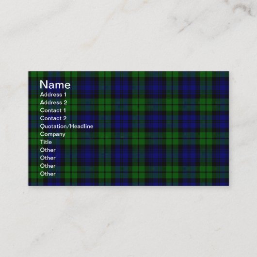 Blackwatch tartan Campbell clan Visitekaartje (Voorkant)