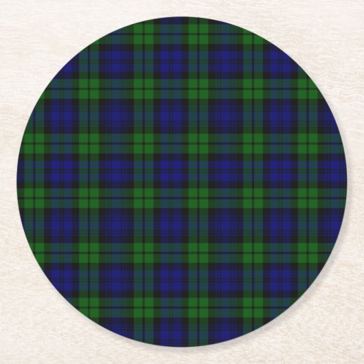 Blackwatch Tartan Ronde Kartonnen Onderzetter (Voorkant)