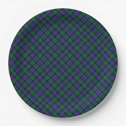 Blackwatch Tartan Royal Scottish Pset Pattern Papieren Bordje (Voorkant)