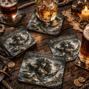 Blackwater Siren Coaster Set – Donkere Maritieme M Bier Onderzetter