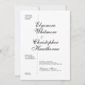 BlackWhite Elegant Modern Calligraphy Wedding Kaart (Voorkant)