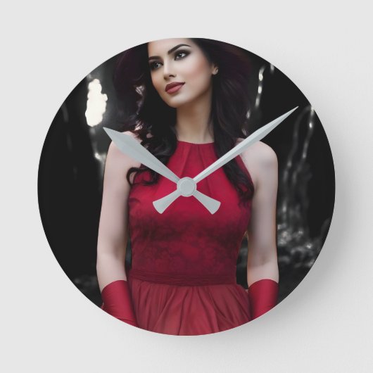 BlackWhiteRed wall clock Ronde Klok (Voorkant)