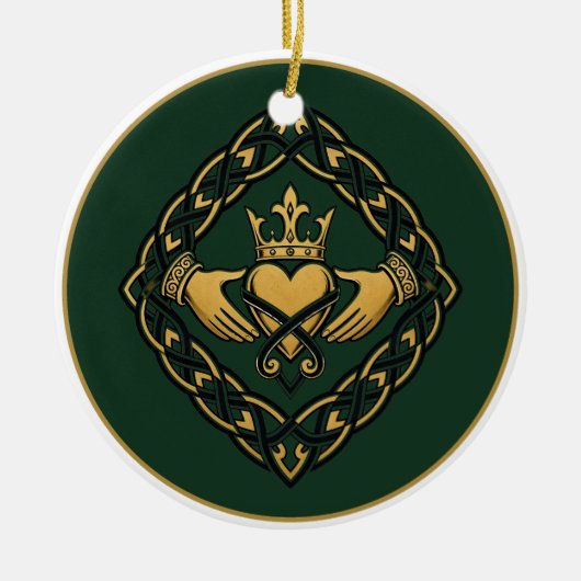 Blackwork Claddagh Keramisch Ornament (Voorkant)