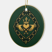 Blackwork Claddagh Keramisch Ornament (Links)