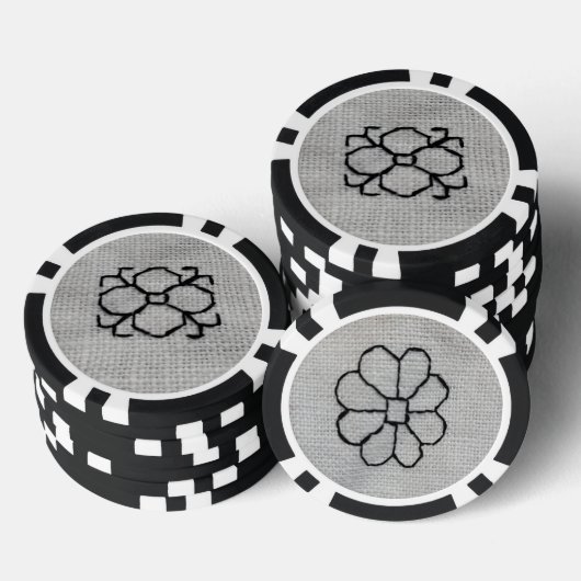 Blackwork embroidery poker chip (Opstapeling)