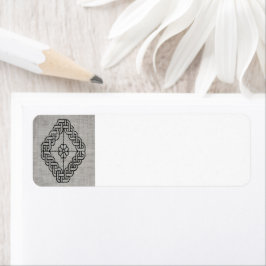 Blackwork Embroidery Return Address Label