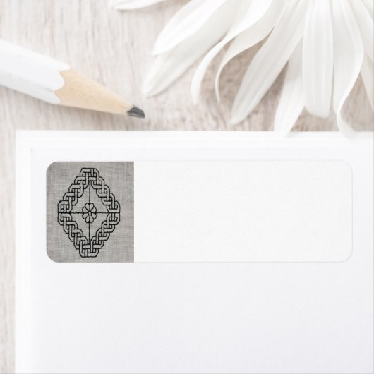 Blackwork Embroidery Return Address Label (Insitu)