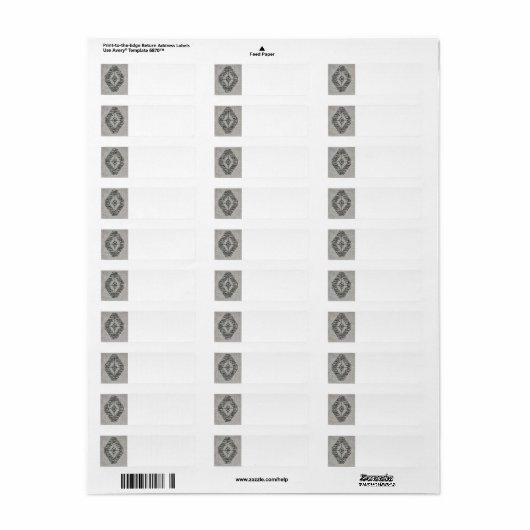 Blackwork Embroidery Return Address Label (Full Sheet)