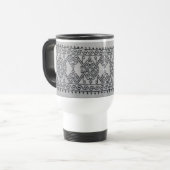 Blackwork embroidery travel mug reisbeker (Voorkant links)