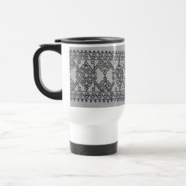 Blackwork embroidery travel mug reisbeker