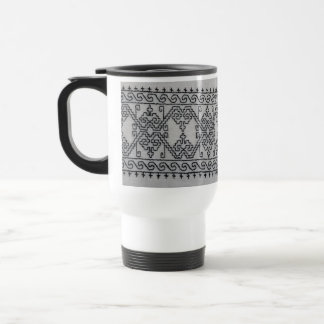 Blackwork embroidery travel mug reisbeker