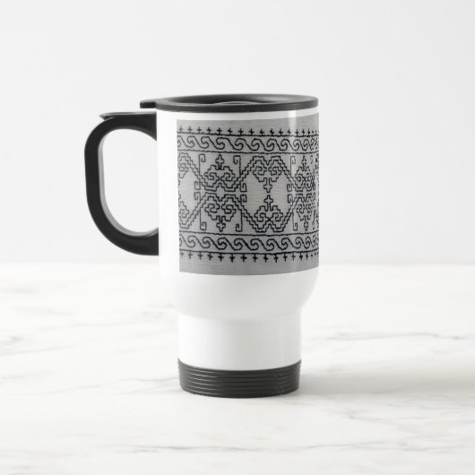 Blackwork embroidery travel mug reisbeker (Links)