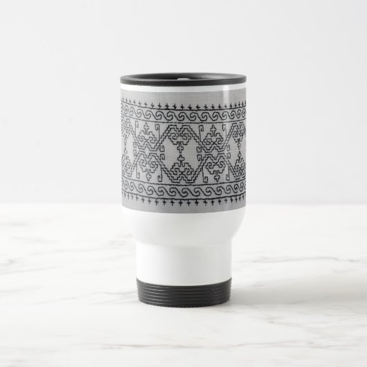 Blackwork embroidery travel mug reisbeker (Center)