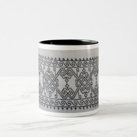 Blackwork embroidery two tone mug tweekleurige koffiemok (Center)