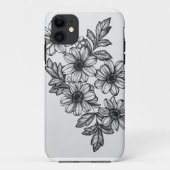 Blackwork Flowers Phone Case (Achterkant)