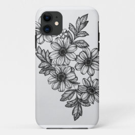 Blackwork Flowers Phone Case
