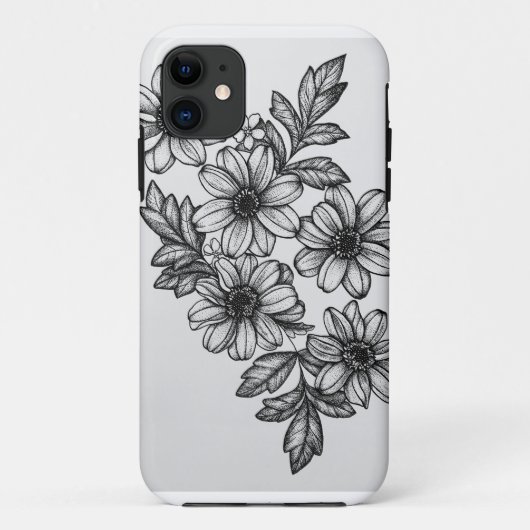 Blackwork Flowers Phone Case (Achterkant)