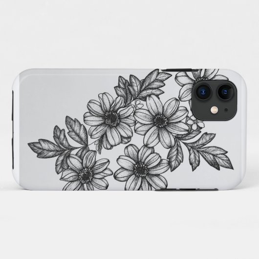 Blackwork Flowers Phone Case (Achterkant (horizontaal))
