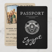Blacl Egypt Passport Wedding Save the Date (Voorkant / Achterkant)