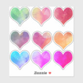 blad/9 Kleurrijke Hart Gevormde Uitgesneden Decals Sticker (Vel)