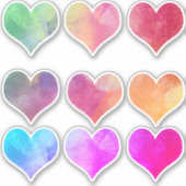 blad/9 Kleurrijke Hart Gevormde Uitgesneden Decals Sticker (Voorkant)