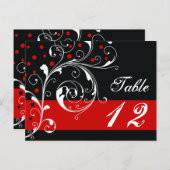 Blad Blad zwart, rode bruiloft Tafelnummer (Voorkant / Achterkant)