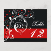 Blad Blad zwart, rode bruiloft Tafelnummer (Voorkant)