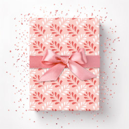 Blad Bloeiend Latwerk in Flamingo Cadeaupapier
