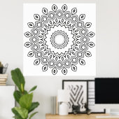Blad Bloemblad Mandala Kleurplaat Geometrisch Ontw Poster (Thuiskantoor)