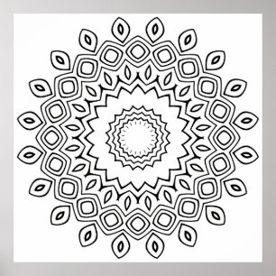 Blad Bloemblad Mandala Kleurplaat Geometrisch Ontw Poster
