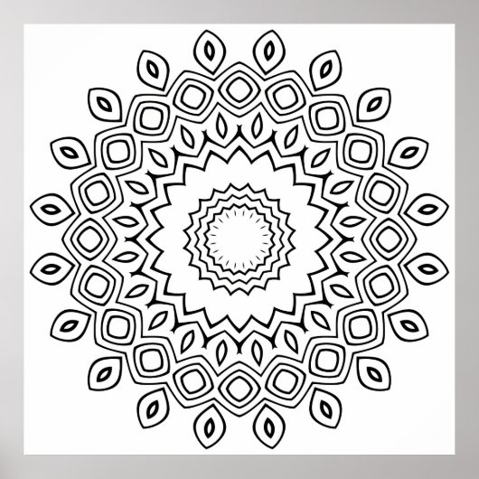 Blad Bloemblad Mandala Kleurplaat Geometrisch Ontw Poster (Voorkant)