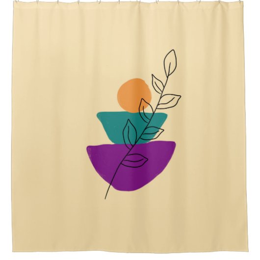Blad boho illustratie douchegordijn (Voorkant)