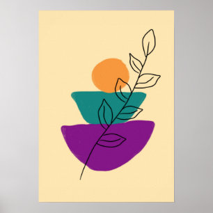 Blad boho illustratie poster