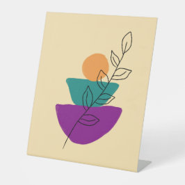 Blad boho illustratie reclamebord met voetstuk