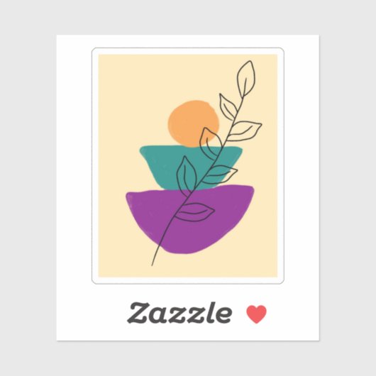 Blad boho illustratie sticker (Vel)