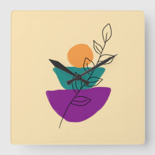 Blad boho illustratie vierkante klok