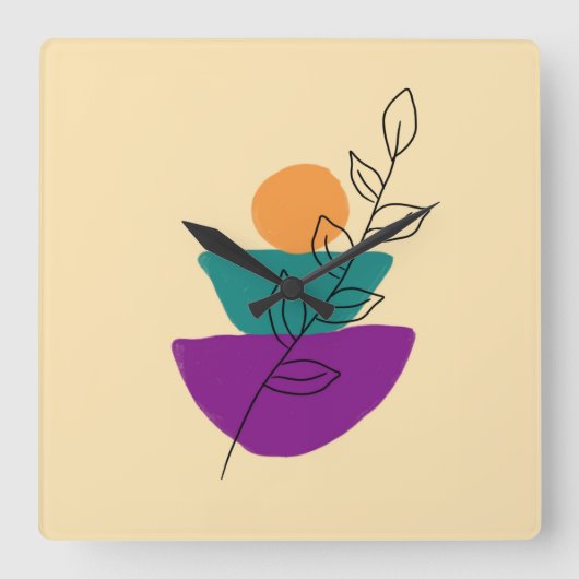 Blad boho illustratie vierkante klok (Voorkant)