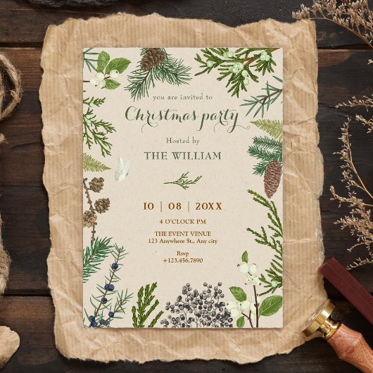 Blad botanisch kerst  kaart