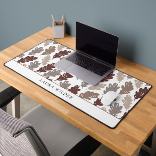 Blad botanisch patroon pruim taupe bureaumat