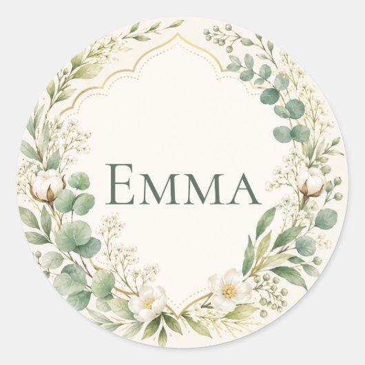 Blad: Botanische Baby Shower Enveloppe Zegel (Voorkant)