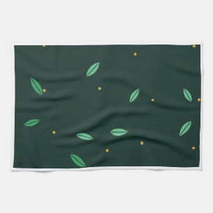 Blad botanische donkergroene naadloze patroon theedoek