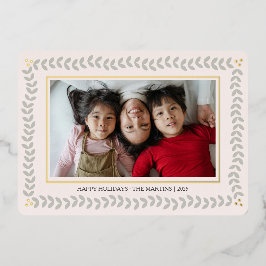 Blad botanische lijst feestdagen folie Kerst Kaart