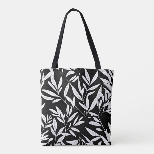 Blad botanische print canvas tas (Achterkant)