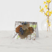 Blad en bessen van blauw - Blank Wenskaart Kaart (Gele Bloem)