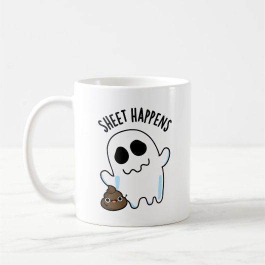 Blad Gebeurd door Funny Ghost Pun Koffiemok (Links)