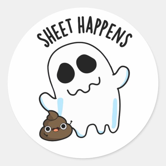 Blad Gebeurd door Funny Ghost Pun Ronde Sticker (Voorkant)