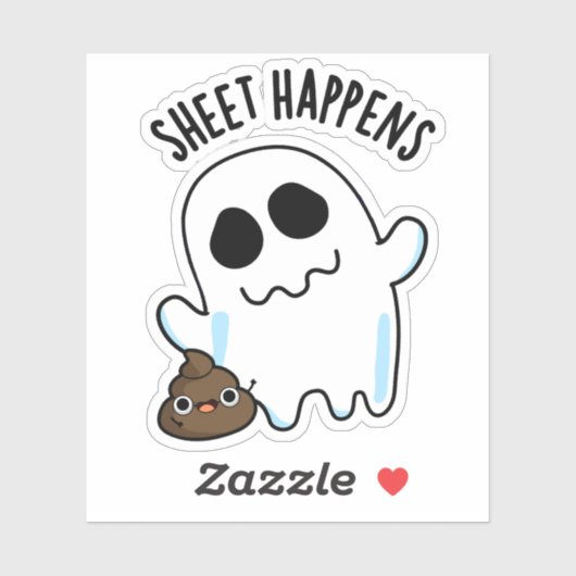Blad Gebeurd door Funny Ghost Pun Sticker (Vel)